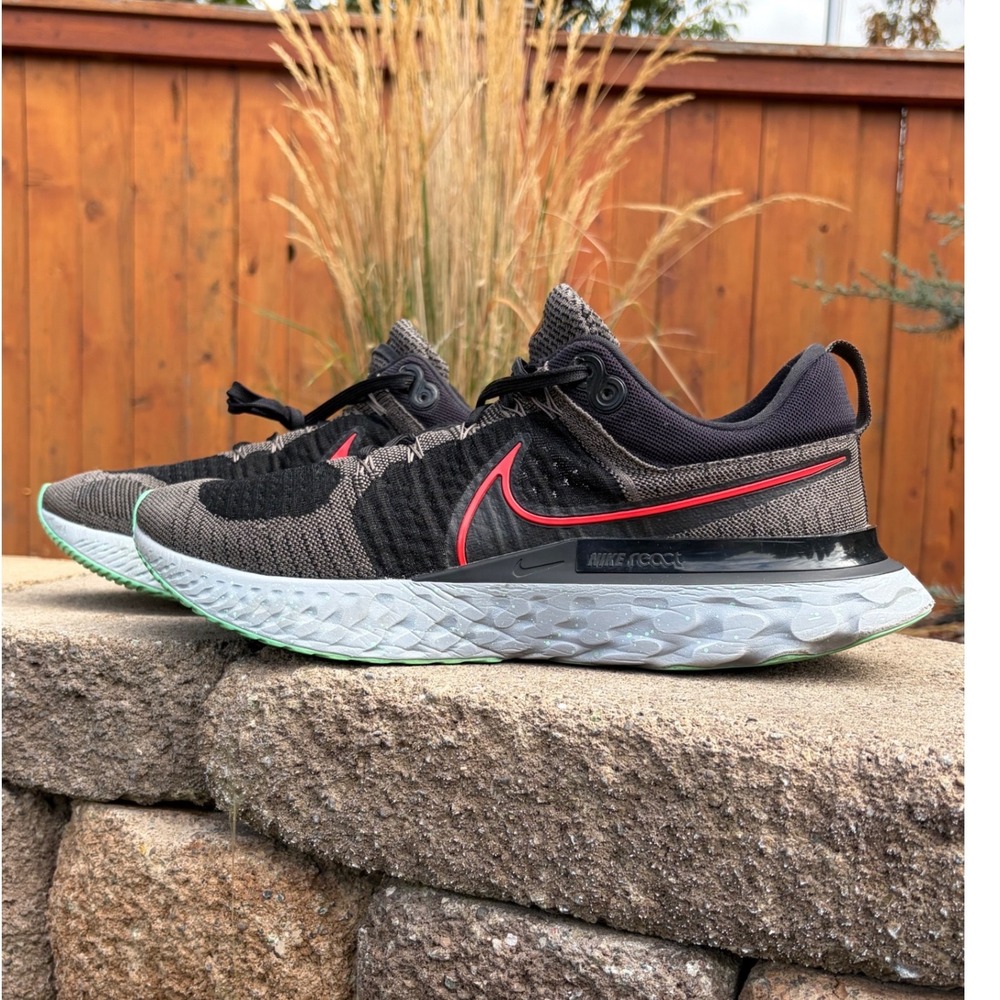 Nike React Infinity Run Flyknit 3 Mens 14 Black Red Grey